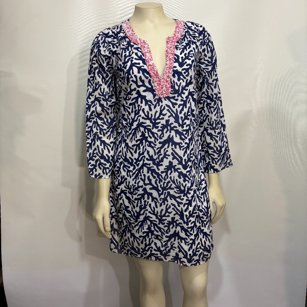 Lilly Pulitzer S Courtney Tunic Bright Navy Blue Treasure Cotton Mini Dress NEW